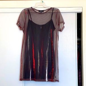 Forever 21+ Black gold red sheer dress